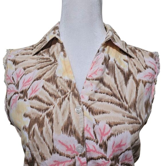 Gloria Vanderbilt Casual Floral Sleeveless Button Up Blouse Size Petite Med - Picture 2 of 7